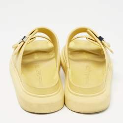 Pre Owned Alexander McQueen Yellow Rubber Hybrid Slides Size 38