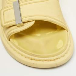 Pre Owned Alexander McQueen Yellow Rubber Hybrid Slides Size 38