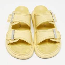 Pre Owned Alexander McQueen Yellow Rubber Hybrid Slides Size 38