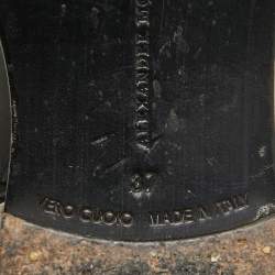 Pre Owned Alexander McQueen Black Leather Hobnail Boots Size 37