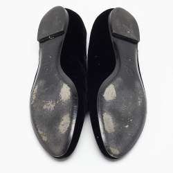 Pre Owned Alexander McQueen Black Velvet Skull Embroidered Smoking Slippers Size 36