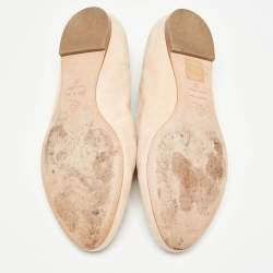 Pre Owned Alexander McQueen Peach Suede Skull Embroidered Smoking Slippers Size 36