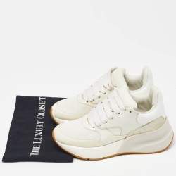 Pre Owned Alexander Mcqueen White Leather and Mesh Oversize Runner Low Top Sneakers Size 35