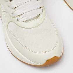 Pre Owned Alexander Mcqueen White Leather and Mesh Oversize Runner Low Top Sneakers Size 35