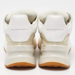 Pre Owned Alexander Mcqueen White Leather and Mesh Oversize Runner Low Top Sneakers Size 35
