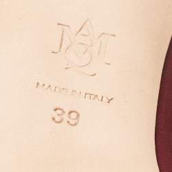 Pre Owned Alexander McQueen Burgundy Leather Spiral Zip Detail Ankle Boots Size 39