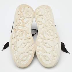 Pre Owned Alexander McQueen Gold/Black Texture Leather Classic Larry Lace Up Sneakers Size 36.5