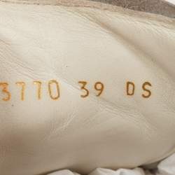 Pre Owned Alexander McQueen White/Gold Leather Oversized Sneakers Size 39