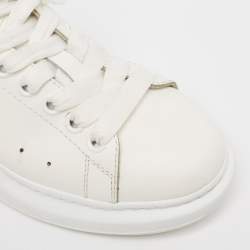 Pre Owned Alexander McQueen White/Gold Leather Oversized Sneakers Size 39