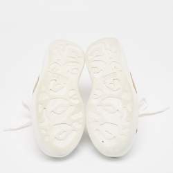 Pre Owned Alexander McQueen White/Gold Leather Oversized Sneakers Size 39