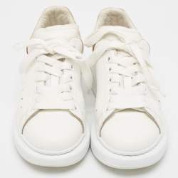 Pre Owned Alexander McQueen White/Gold Leather Oversized Sneakers Size 39