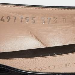 Pre Owned Alexander McQueen Black Patent Leather Skull City Ballet Flats Size 37.5