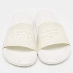 Alexander McQueen White Rubber Flat Slides Size 36