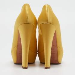 Alexander McQueen Yellow Satin Peep Toe Pumps  Size 39.5