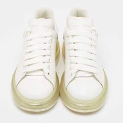 Pre Owned Alexander McQueen White/ Iridescent Leather Oversized Sneakers Size 39