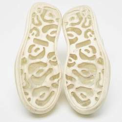 Pre Owned Alexander McQueen White/ Iridescent Leather Oversized Sneakers Size 39