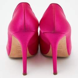 Alexander McQueen Magenta Satin Square Toe Platform Pumps Size 38.5