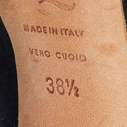 Pre Owned Alexander McQueen Black Satin Square Toe Platform Pumps Size 38.5