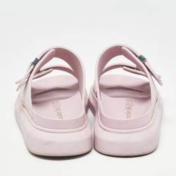 Alexander McQueen Pink Rubber Buckle Details Flat Slides Size 37
