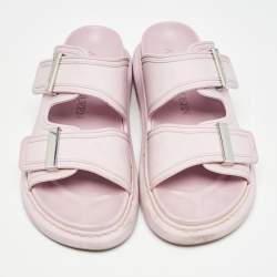 Alexander McQueen Pink Rubber Buckle Details Flat Slides Size 37