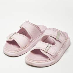 Alexander McQueen Pink Rubber Buckle Details Flat Slides Size 37