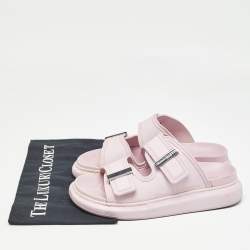 Alexander McQueen Pink Rubber Buckle Details Flat Slides Size 37