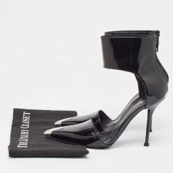 Alexander McQueen Black Patent Cutout Ankle Boots Size 37
