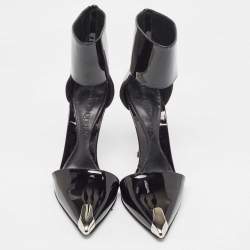 Alexander McQueen Black Patent Cutout Ankle Boots Size 37