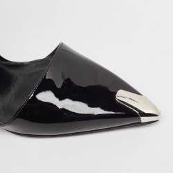 Alexander McQueen Black Patent Cutout Ankle Boots Size 37