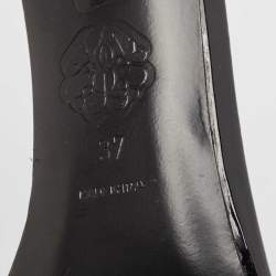 Alexander McQueen Black Patent Cutout Ankle Boots Size 37