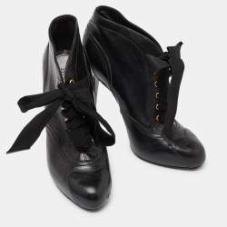 Alexander McQueen Black Leather Ankle Boots Size 38.5