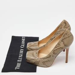 Pre Owned Alexander McQueen Grey/Black Python Pumps Size 38.5