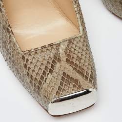 Pre Owned Alexander McQueen Grey/Black Python Pumps Size 38.5