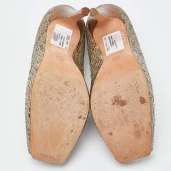 Pre Owned Alexander McQueen Grey/Black Python Pumps Size 38.5