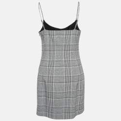 Alexander Wang Grey Plaid Wool Blend Scoop Neck Mini Dress L