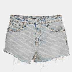مملوكة مسبقًا Alexander Wang Blue Denim Bite Highrise Shorts S/Waist 27"