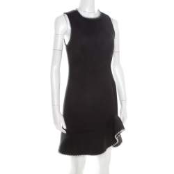 Pre Owned Alexander Wang Black Embellished Trim Peplum Shift Dress M