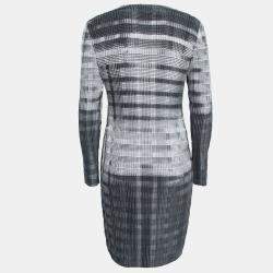 Alexander Wang Erosion Grey Pleated Satin Raw Edged Sheath Dress S