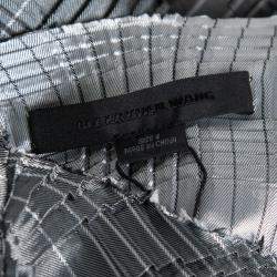 Alexander Wang Erosion Grey Pleated Satin Raw Edged Sheath Dress S