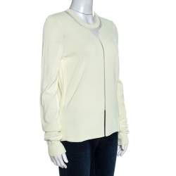 Alexander Wang Highlighter Yellow Knit Sheer Paneled Pullover L