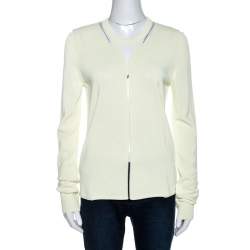 Alexander Wang Highlighter Yellow Knit Sheer Paneled Pullover L