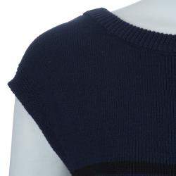 Pre Owned T By Alexander Wang Navy Blue Striped Knit Upper Sheer Bottom Oversized Maxi Dress S