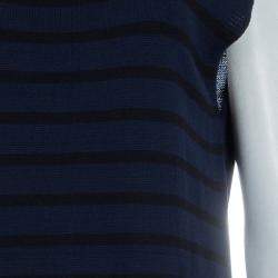 Pre Owned T By Alexander Wang Navy Blue Striped Knit Upper Sheer Bottom Oversized Maxi Dress S
