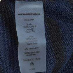 Pre Owned T By Alexander Wang Navy Blue Striped Knit Upper Sheer Bottom Oversized Maxi Dress S