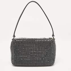 Alexander Wang Dark Blue/Black Crystals and Leather Medium Heiress Pouch Bag