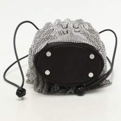 Alexander Wang Black Satin Crystal Embellished Bucket Bag