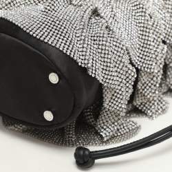Alexander Wang Black Satin Crystal Embellished Bucket Bag