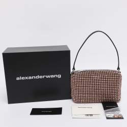Pre Owned Alexander Wang Orange Crystal Embellished Mesh Medium Heiress Pouch
