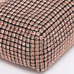 Pre Owned Alexander Wang Orange Crystal Embellished Mesh Medium Heiress Pouch