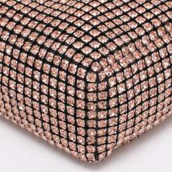 Pre Owned Alexander Wang Orange Crystal Embellished Mesh Medium Heiress Pouch